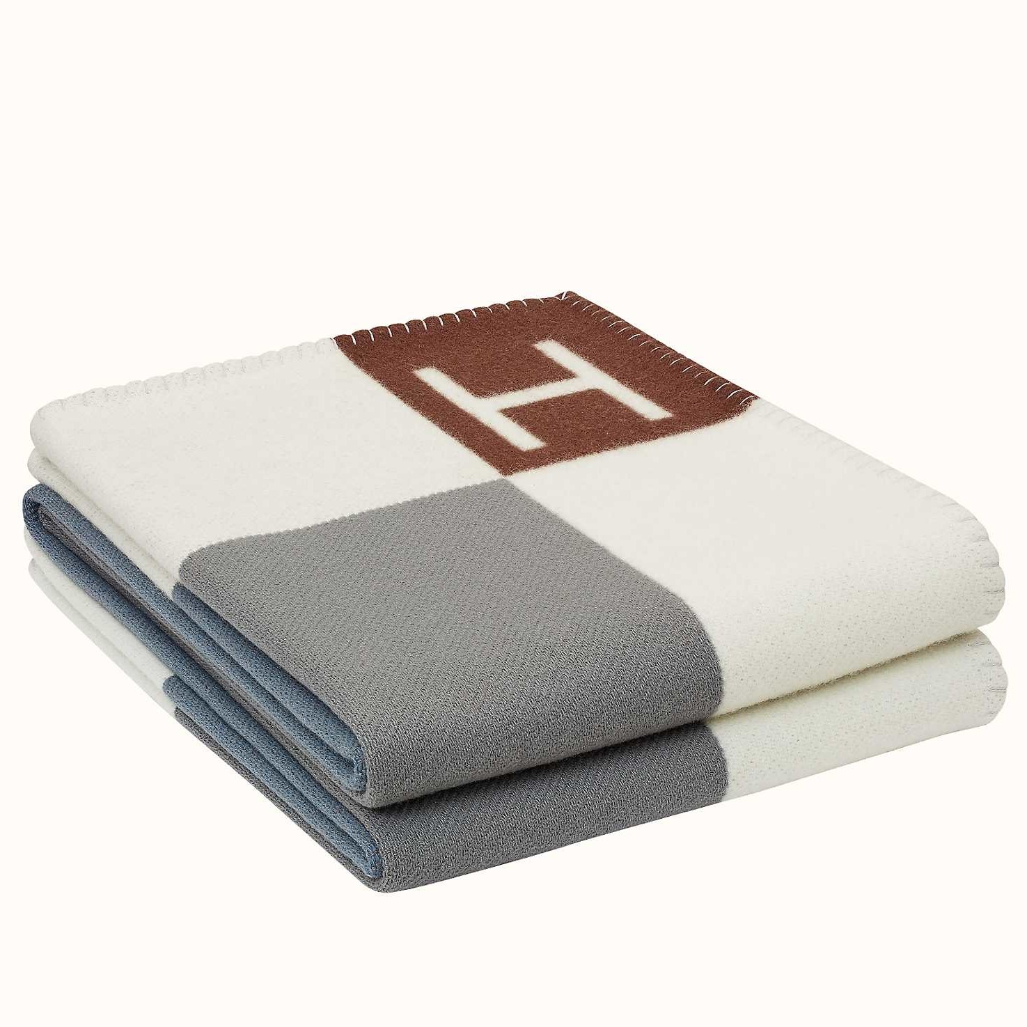 Hermes Avalon Vibration Throw Blanket in Grey Wool and Cashmere