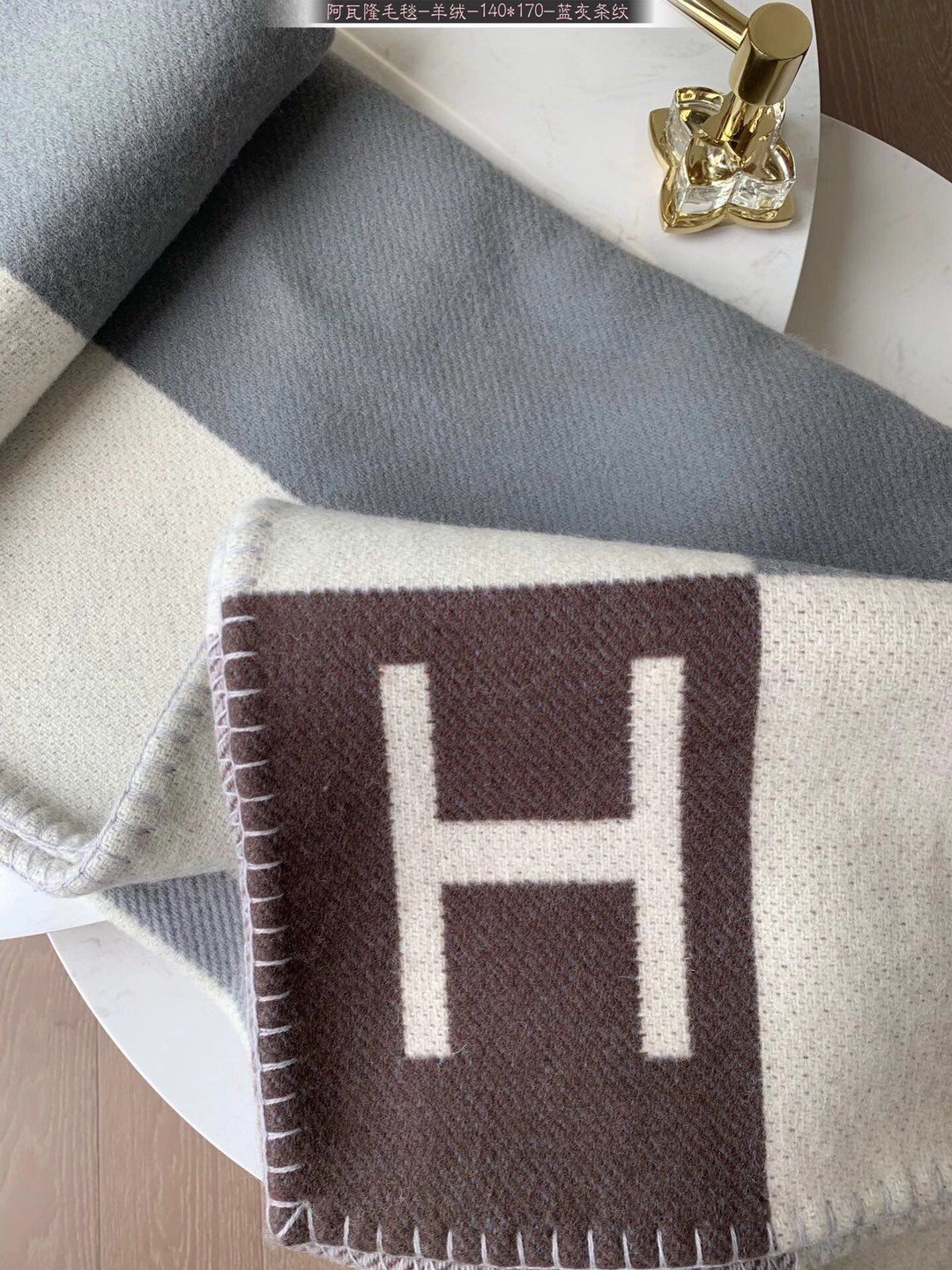 Hermes Avalon Vibration Throw Blanket in Grey Wool and Cashmere