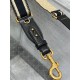 Dior Adjustable Shoulder Strap with Ring in Black Embroidery Canvas