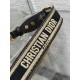 Dior Adjustable Shoulder Strap with Ring in Black Embroidery Canvas