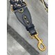 Dior Shoulder Strap with Ring in Blue Oblique Embroidery with Medallions