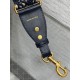 Dior Shoulder Strap with Ring in Blue Oblique Embroidery with Medallions