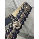 Dior Shoulder Strap with Ring in Blue Oblique Embroidery with Medallions