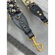 Dior Adjustable Shoulder Strap with Ring in Blue Oblique Embroidery