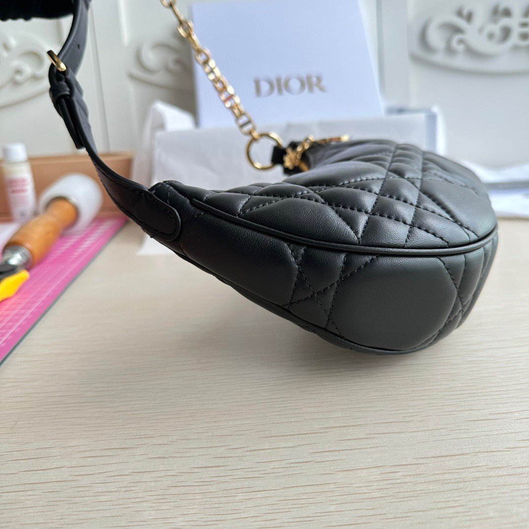 Dior CD Lounge Bag in Black Macrocannage Lambskin