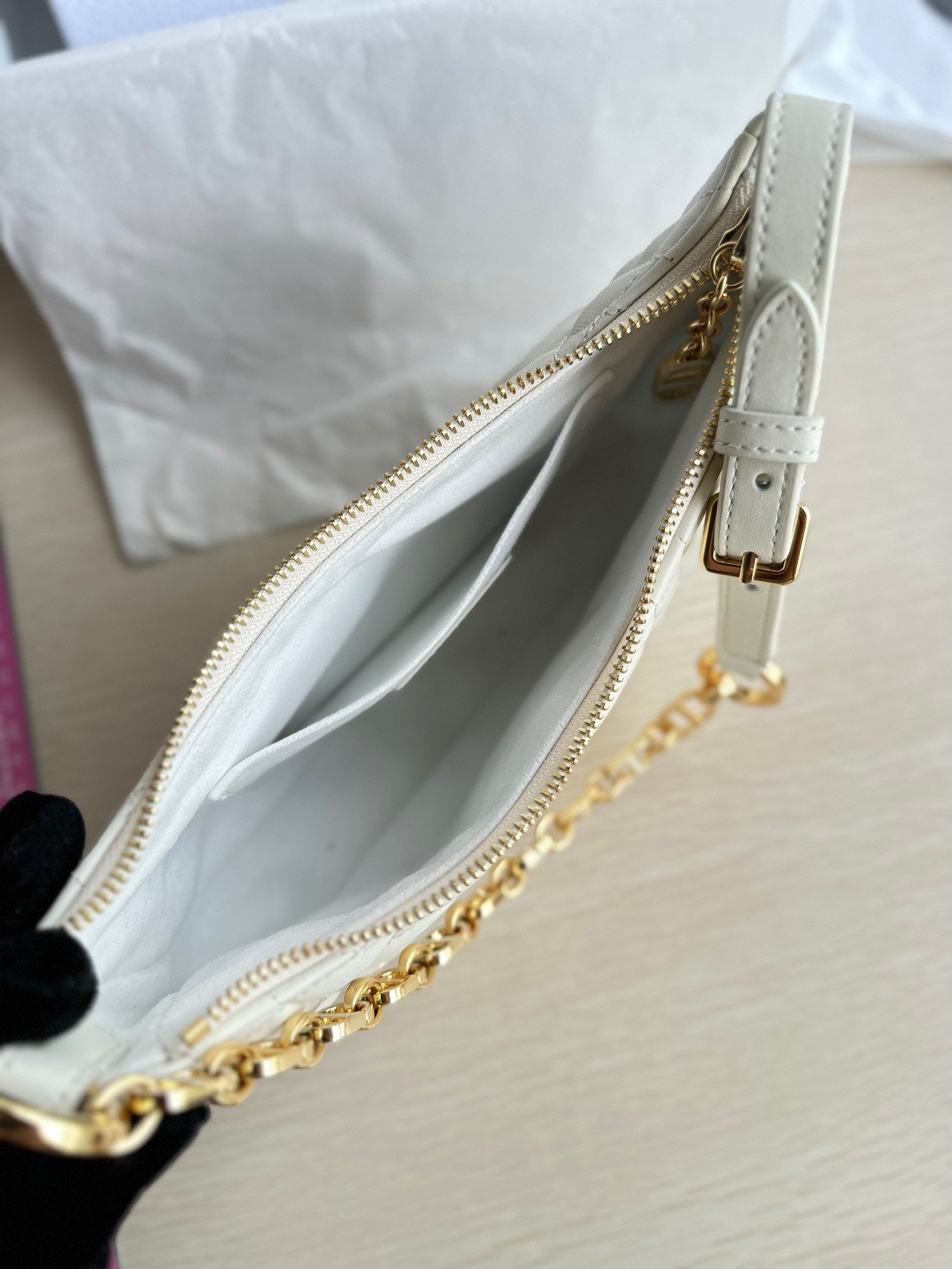 Dior CD Lounge Bag in White Macrocannage Lambskin