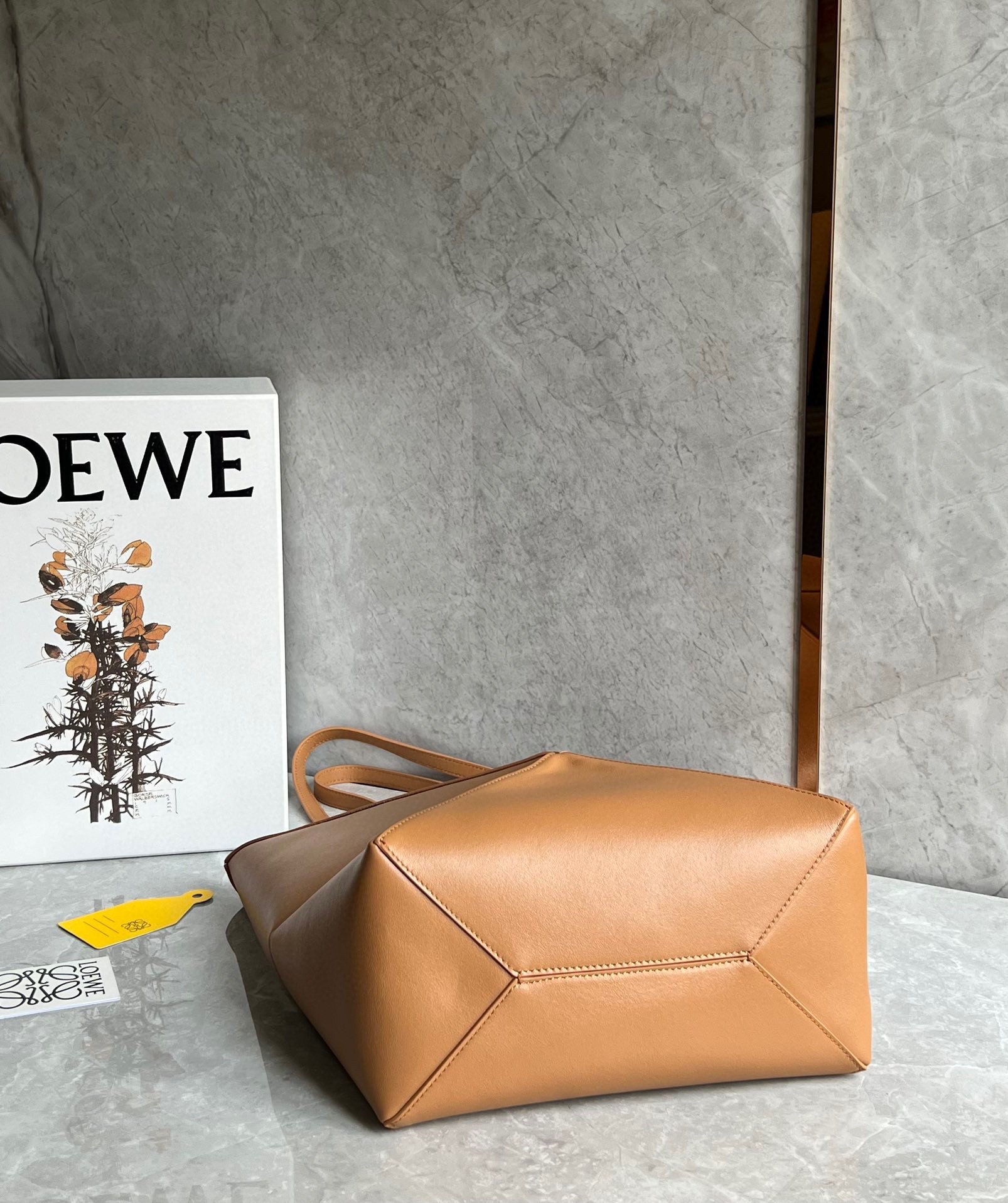 Loewe Medium Puzzle Fold Tote Bag in Tan Calfskin