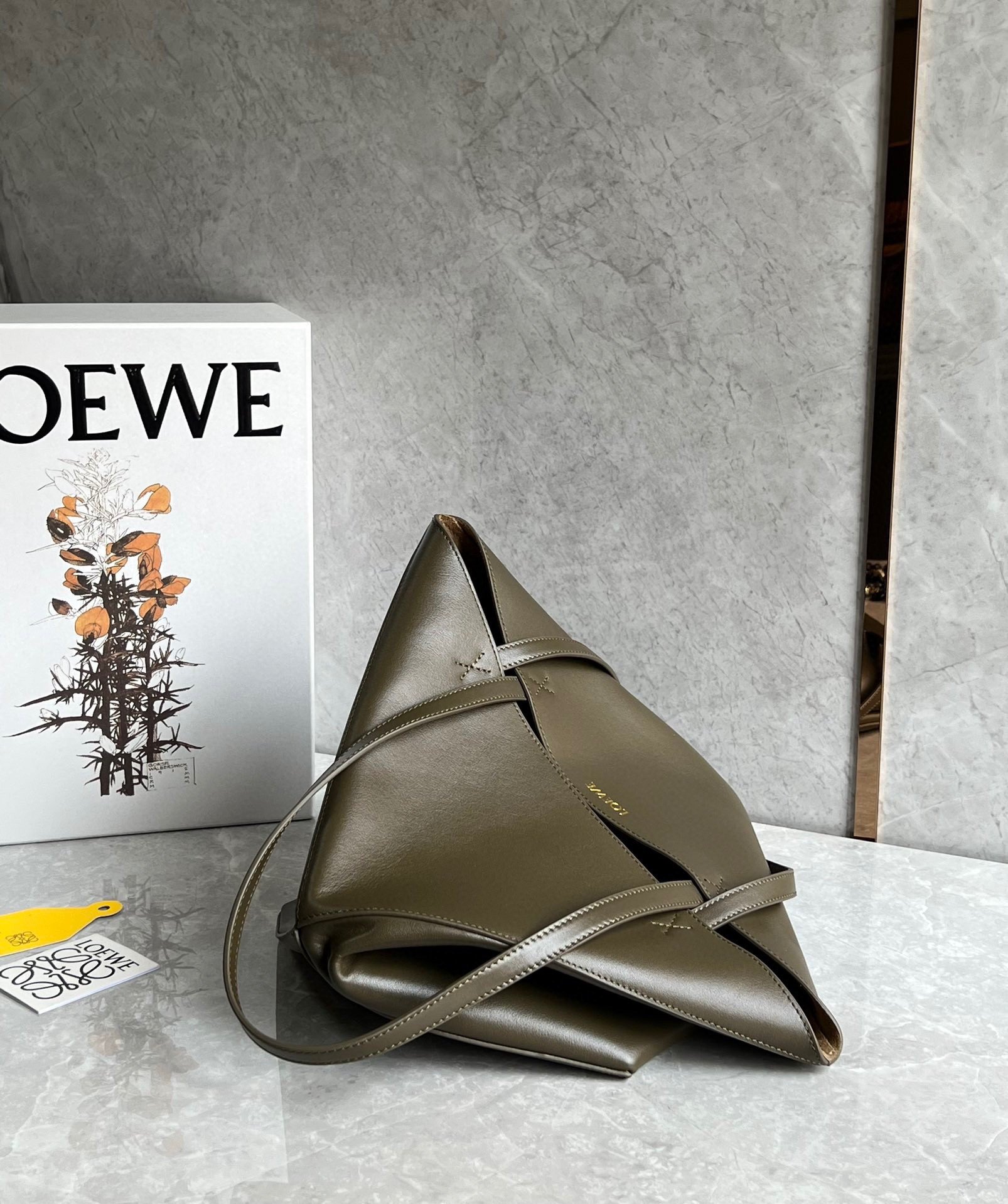 Loewe Medium Puzzle Fold Tote Bag in Dark Green Calfskin