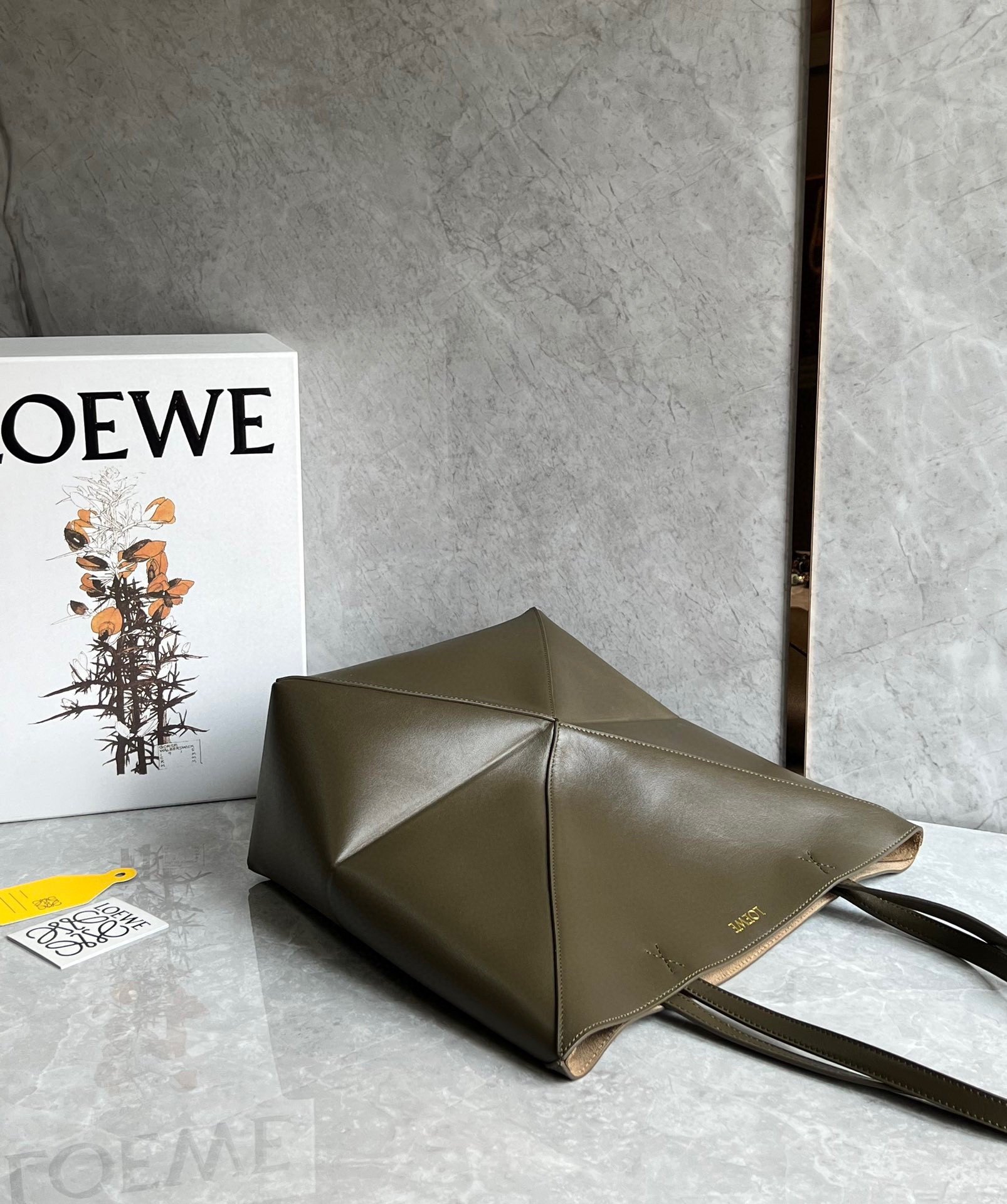 Loewe Medium Puzzle Fold Tote Bag in Dark Green Calfskin