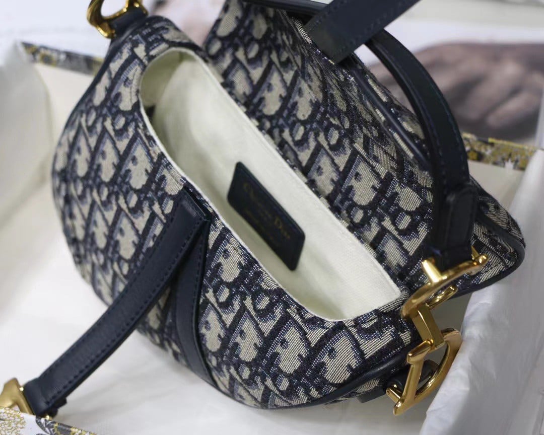 Dior Saddle Mini Bag In Blue Dior Oblique Jacquard