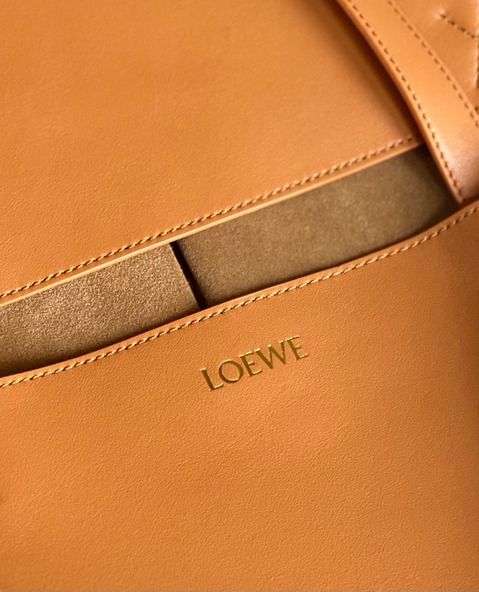 Loewe Large Puzzle Fold Tote Bag in Tan Calfskin