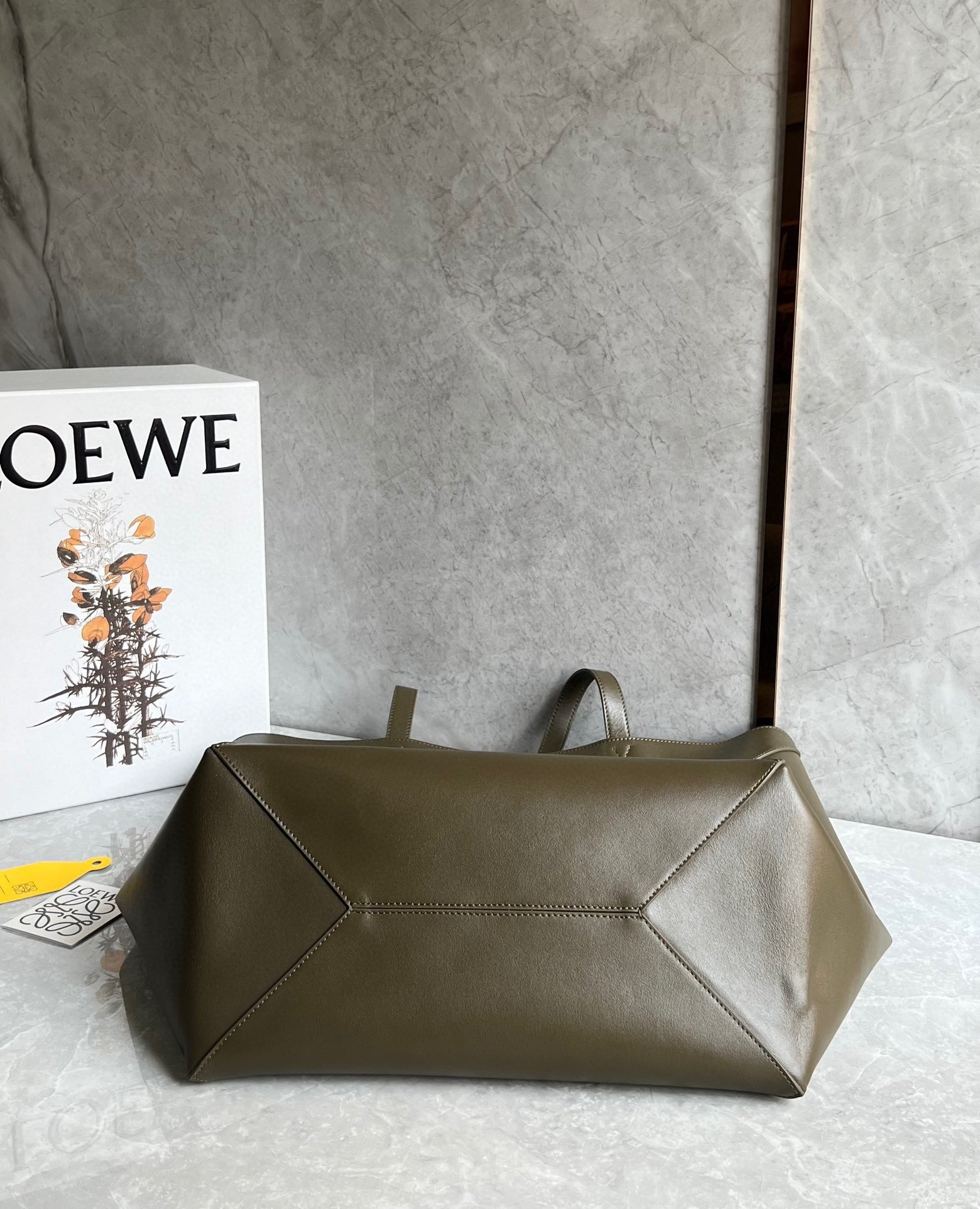 Loewe Large Puzzle Fold Tote Bag in Dark Green Calfskin