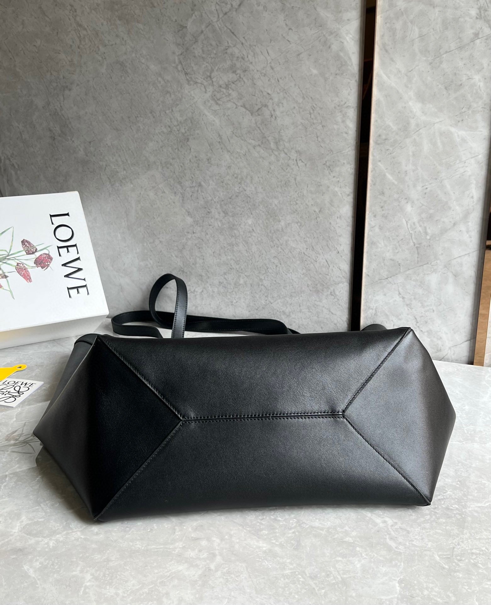 Loewe Large Puzzle Fold Tote Bag in Black Calfskin