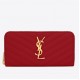 Saint Laurent Cassandre Zip Around Wallet in Red Matelasse Leather