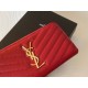 Saint Laurent Cassandre Zip Around Wallet in Red Matelasse Leather