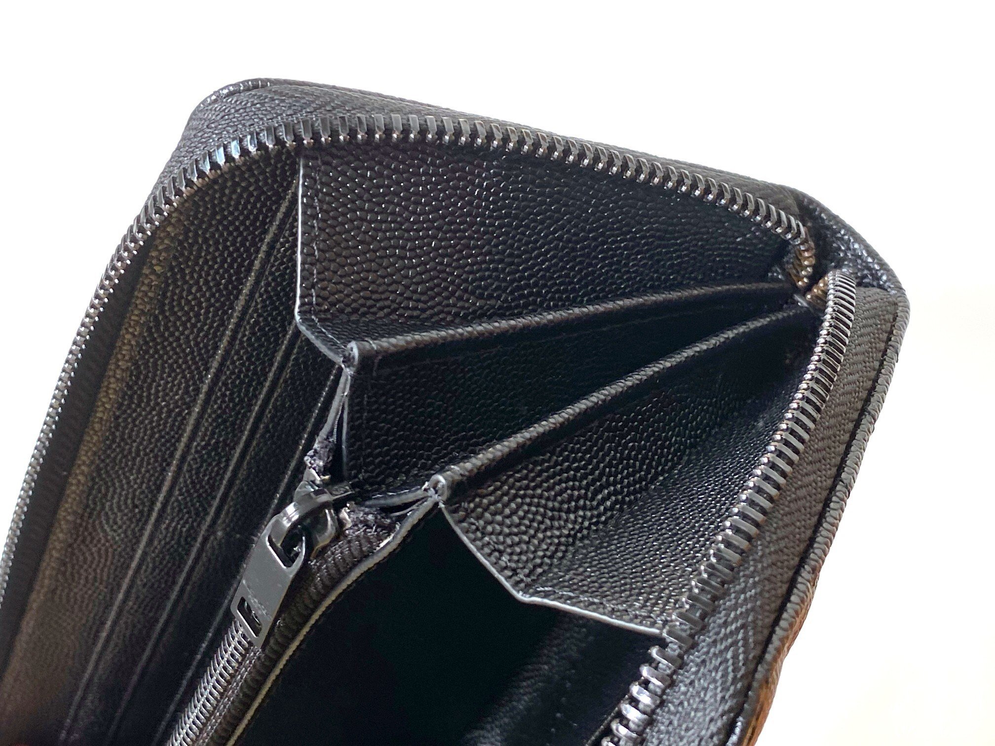 Saint Laurent Cassandre Zip Around All Black Wallet in Matelasse Leather