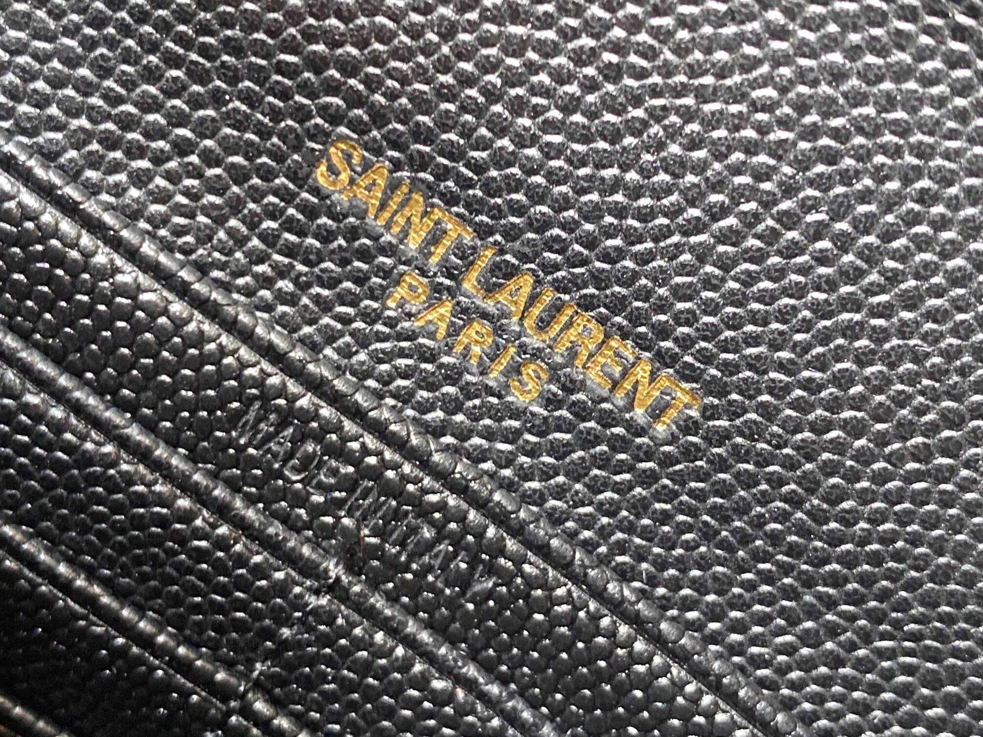 Saint Laurent Cassandre Large Flap Wallet in Black Matelasse Leather