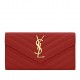 Saint Laurent Cassandre Large Flap Wallet in Red Matelasse Leather