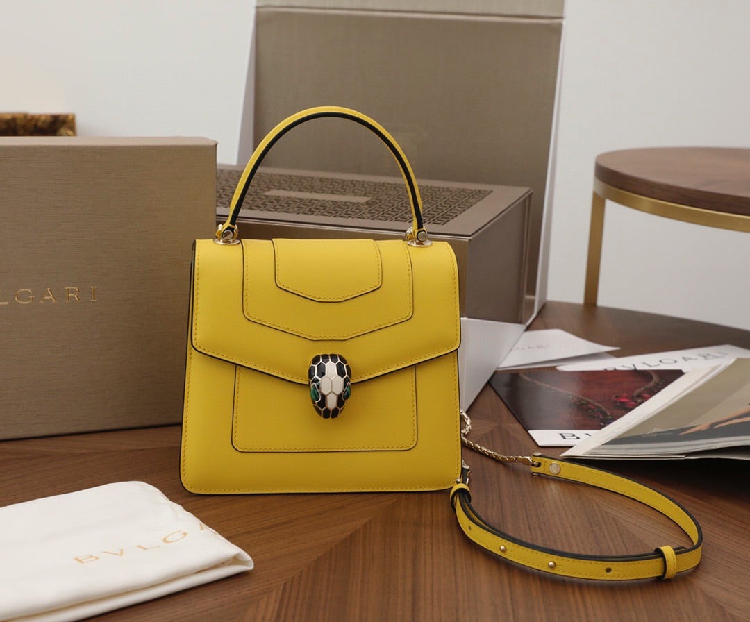 Bvlgari Serpenti Forever Small Bag in Yellow Calfskin