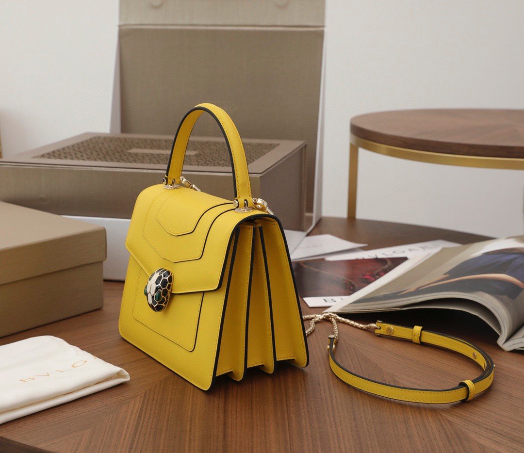 Bvlgari Serpenti Forever Small Bag in Yellow Calfskin