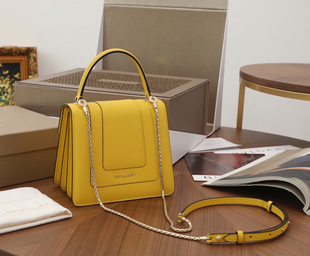 Bvlgari Serpenti Forever Small Bag in Yellow Calfskin