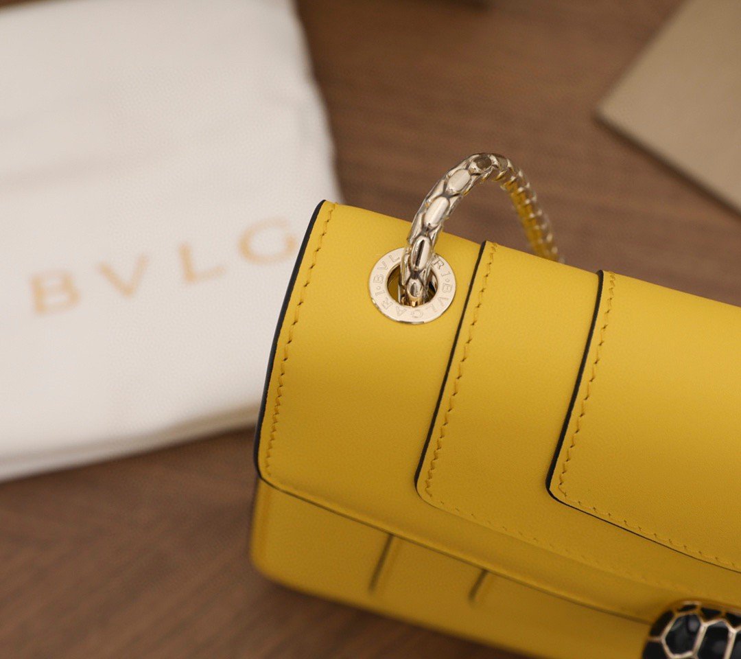 Bvlgari Serpenti Forever Small Crossbody Bag in Yellow Leather