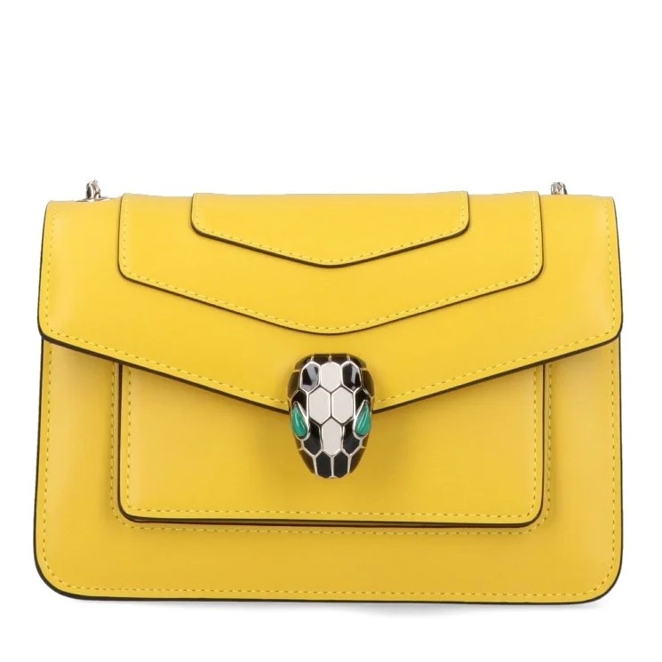 Bvlgari Serpenti Forever Medium Shoulder Bag in Yellow Calfskin