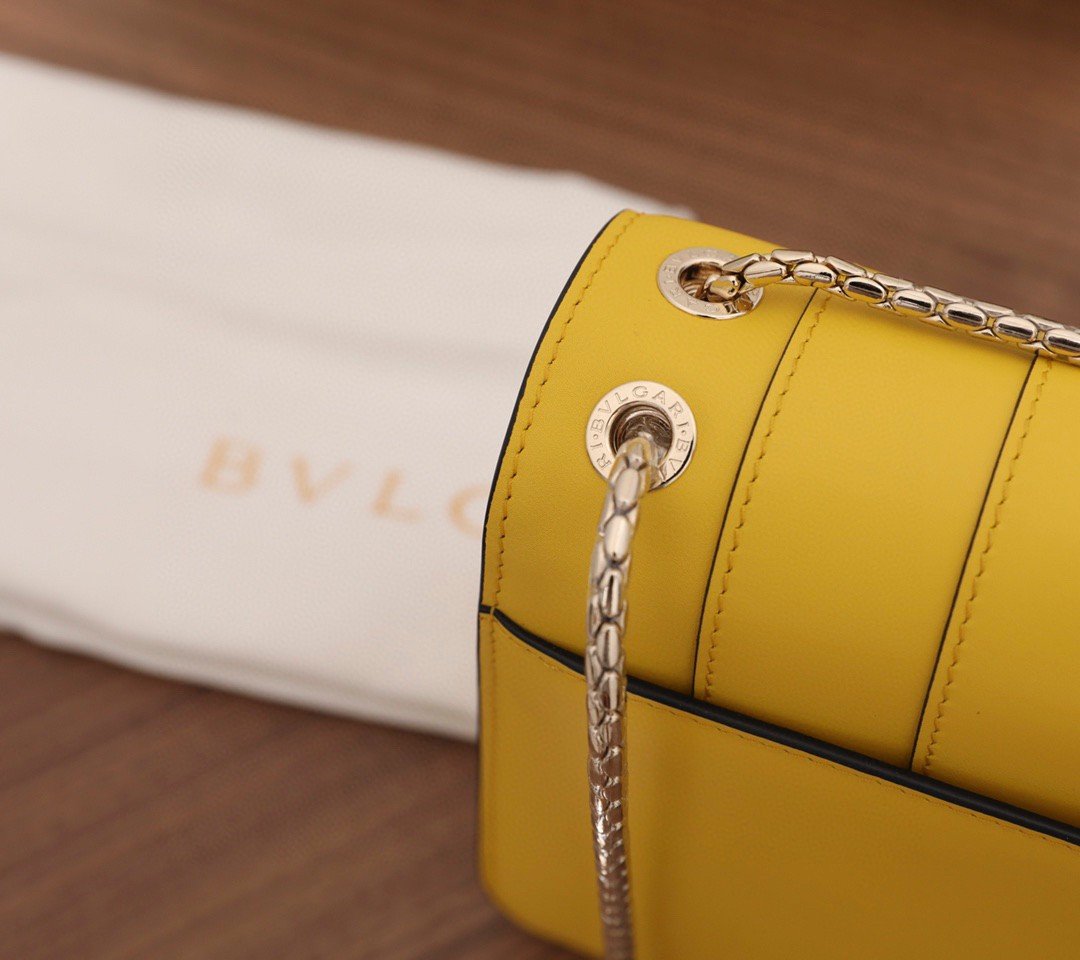 Bvlgari Serpenti Forever Medium Shoulder Bag in Yellow Calfskin