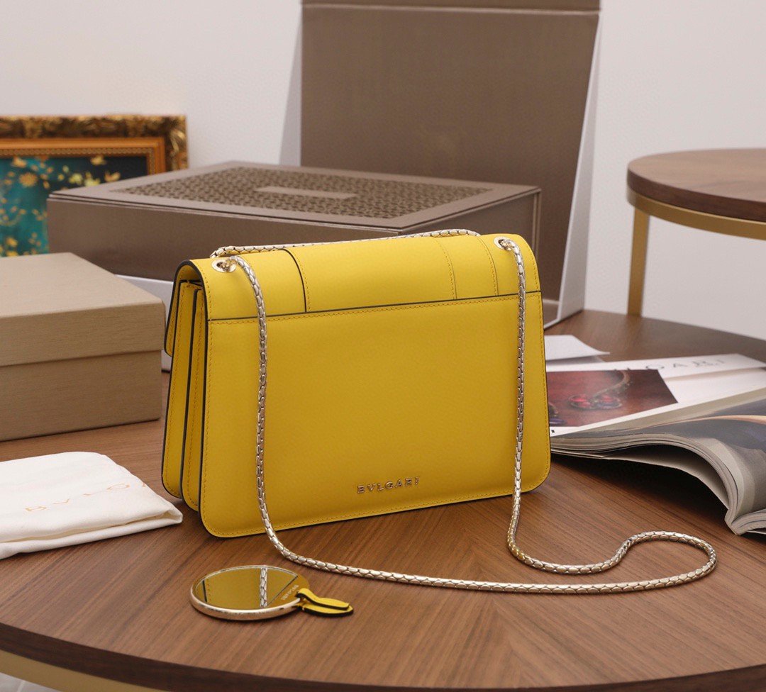 Bvlgari Serpenti Forever Medium Shoulder Bag in Yellow Calfskin