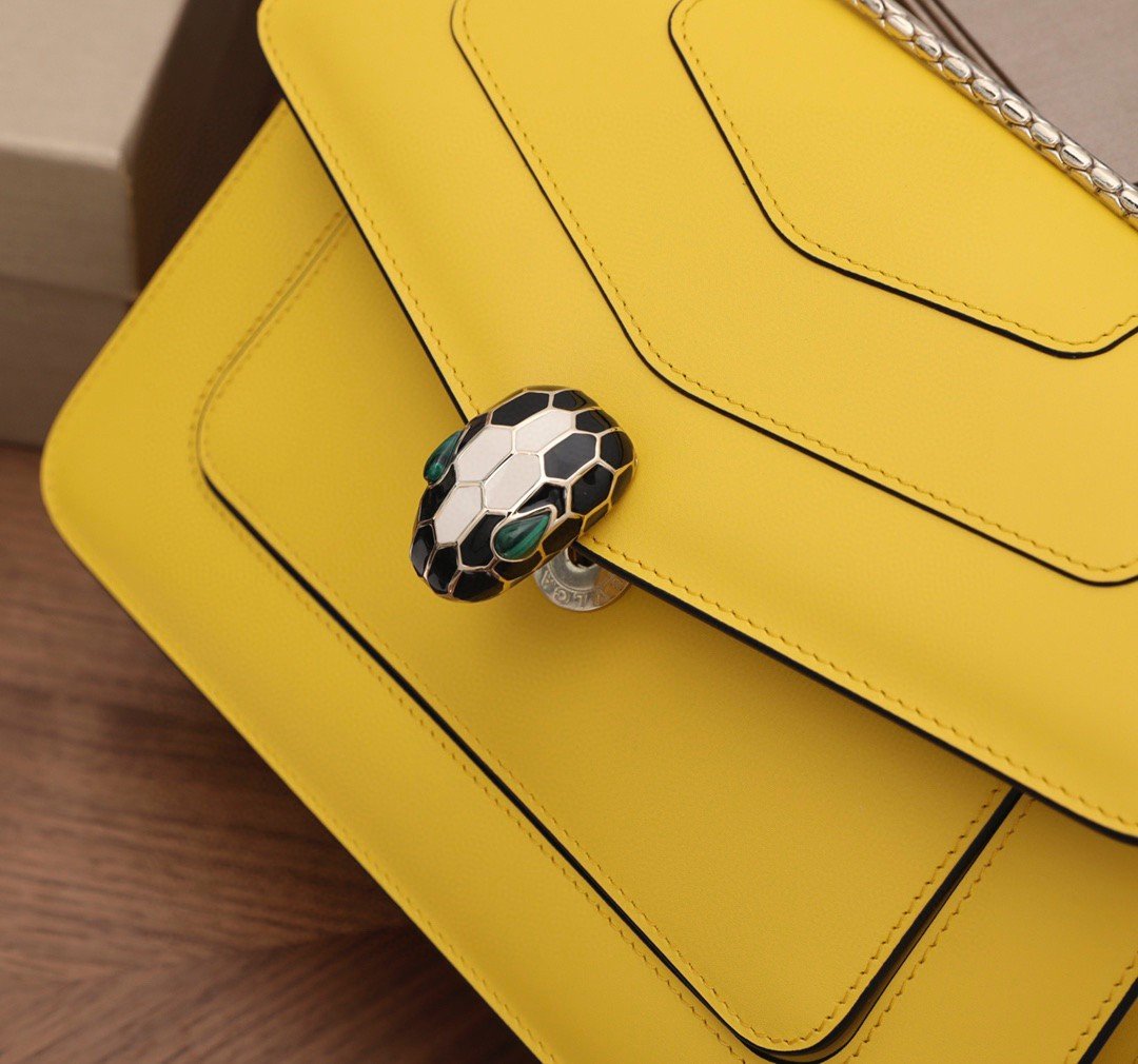 Bvlgari Serpenti Forever Medium Shoulder Bag in Yellow Calfskin