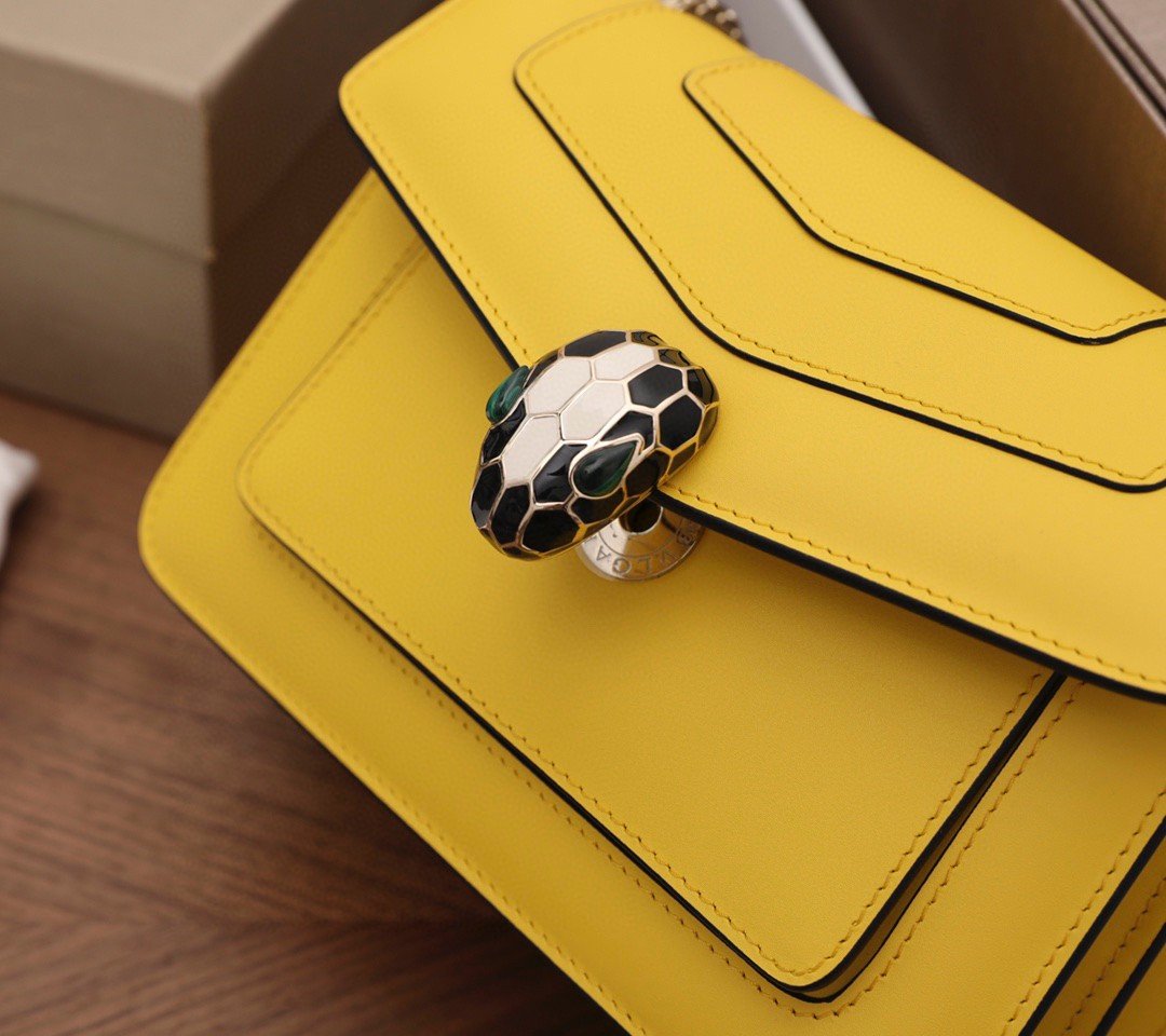 Bvlgari Serpenti Forever Small Crossbody Bag in Yellow Calfskin