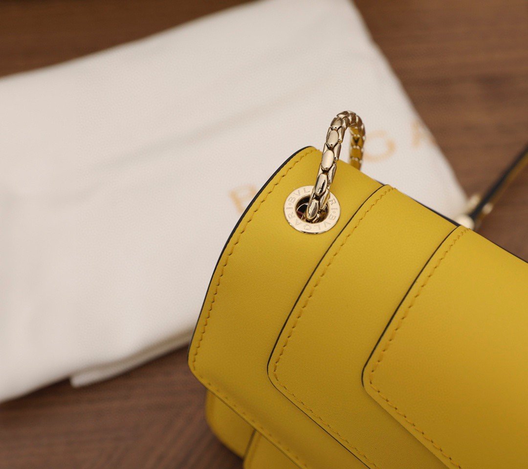 Bvlgari Serpenti Forever Small Crossbody Bag in Yellow Calfskin