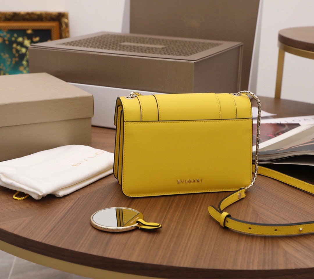 Bvlgari Serpenti Forever Small Crossbody Bag in Yellow Calfskin