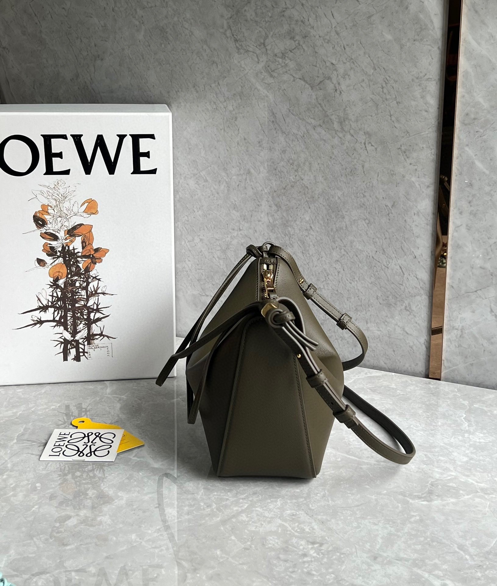 Loewe Mini Hammock Hobo Bag in Dark Green Calfskin