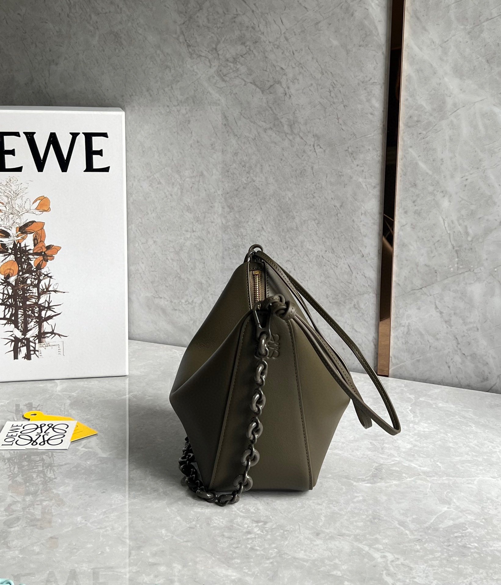 Loewe Mini Hammock Hobo Bag in Dark Green Calfskin