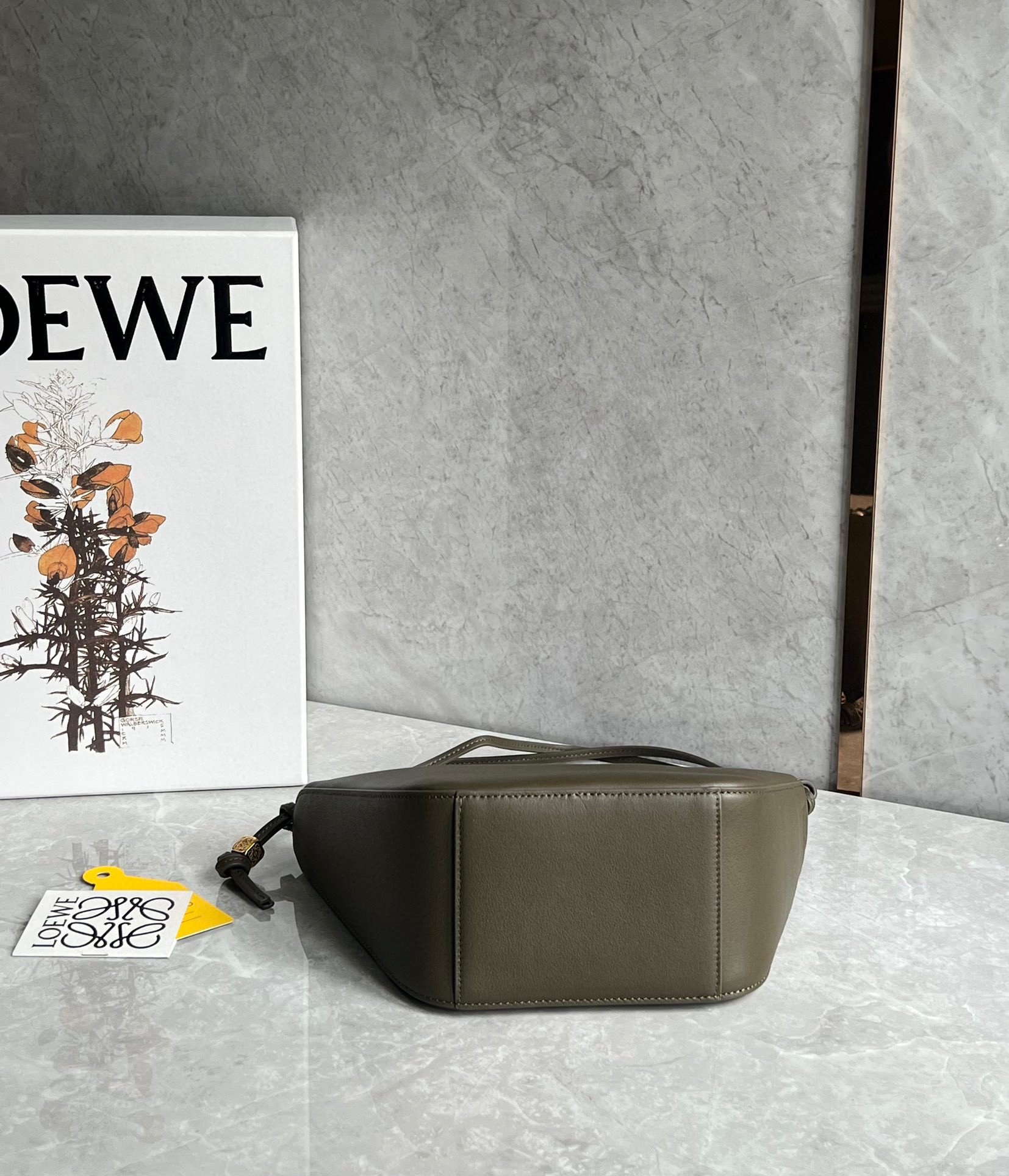 Loewe Mini Hammock Hobo Bag in Dark Green Calfskin