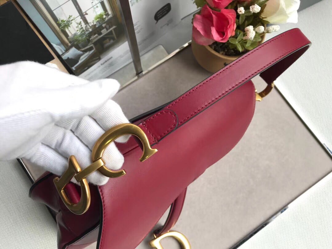 Dior Saddle Bag In Red Smooth Calfskin