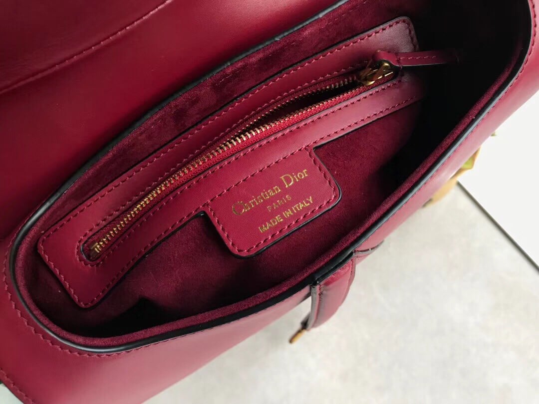 Dior Saddle Bag In Red Smooth Calfskin