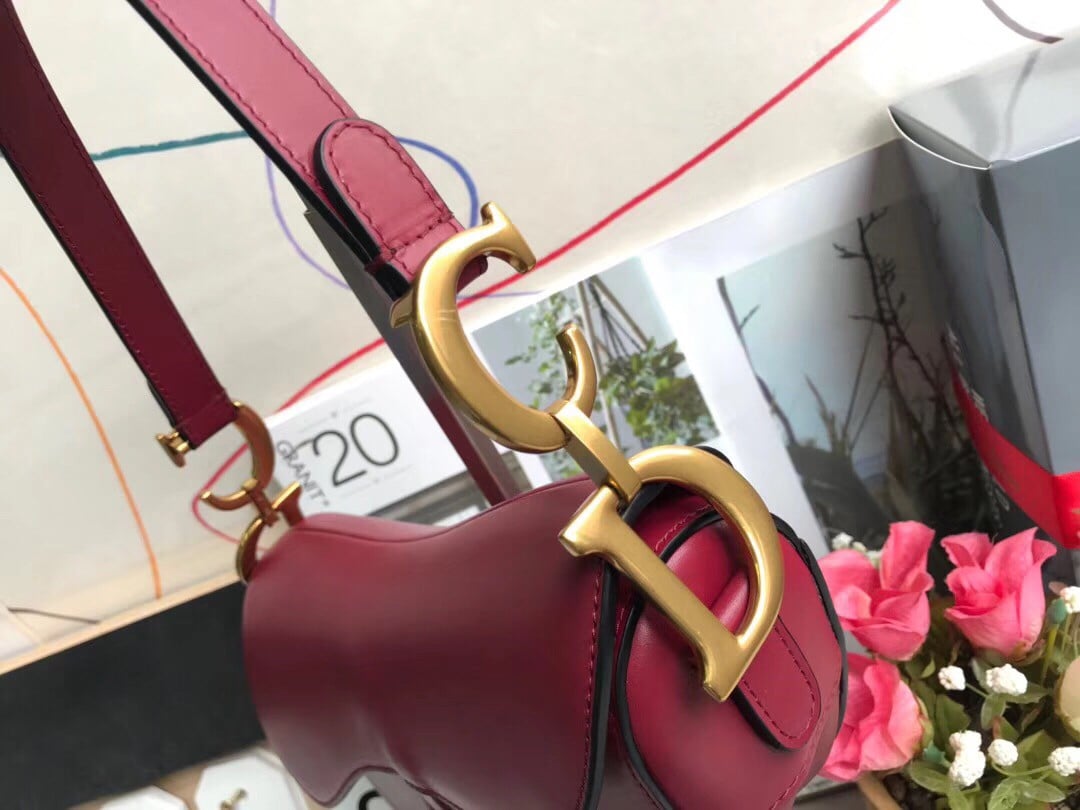 Dior Saddle Bag In Red Smooth Calfskin