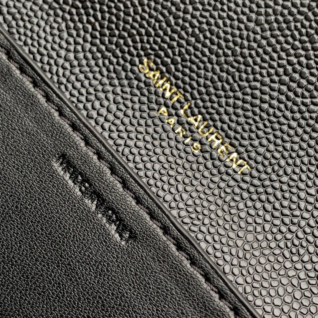 Saint Laurent Uptown Chain Wallet in Black Grained Leather