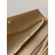 Saint Laurent Cassandre Matelasse Chain Wallet in Beige Grained Leather