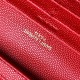 Saint Laurent Cassandre Matelasse Chain Wallet in Red Grained Leather