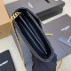 Saint Laurent Envelope Chain Wallet in Black Grained Leather