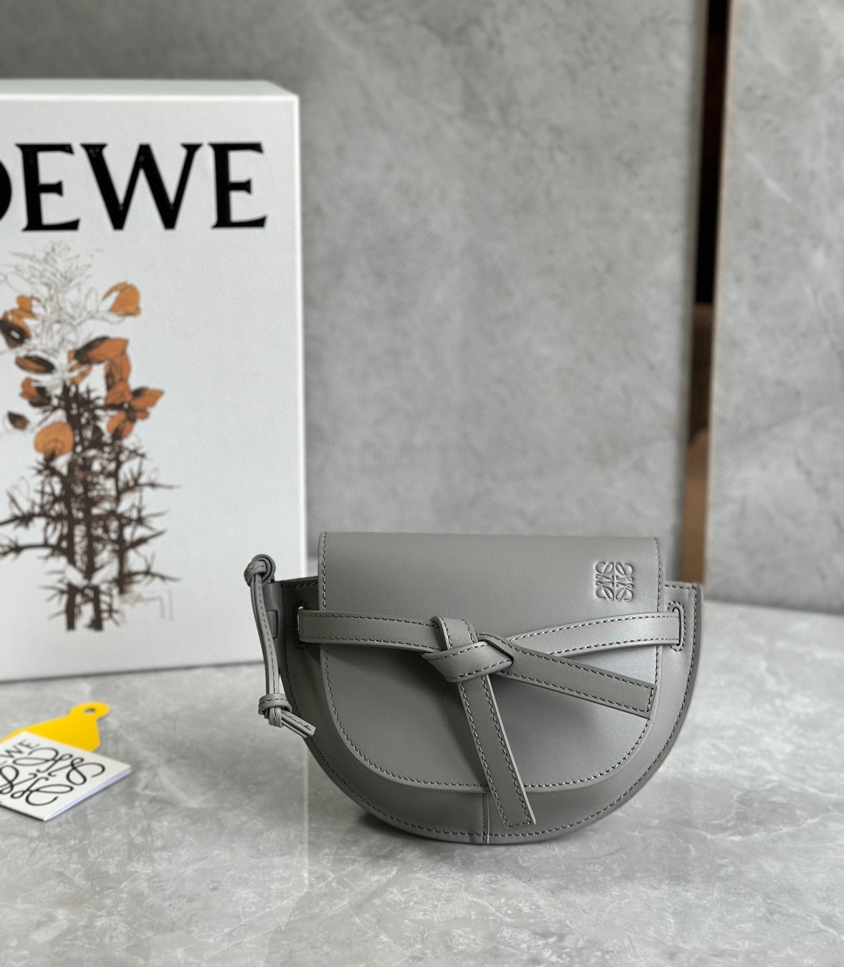 Loewe Gate Dual Mini Bag In Grey Calfskin