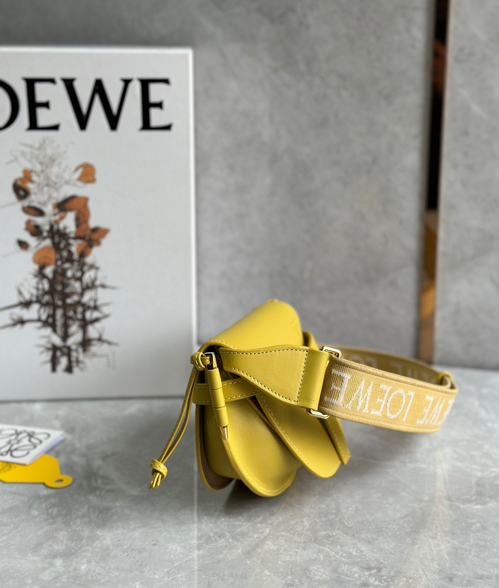 Loewe Gate Dual Mini Bag in Yellow Calfskin