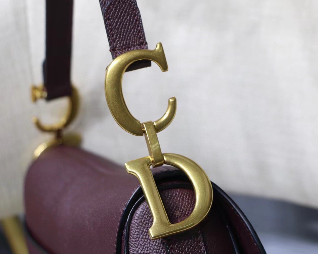 Dior Saddle Bag In Amaranth Grained Calfskin