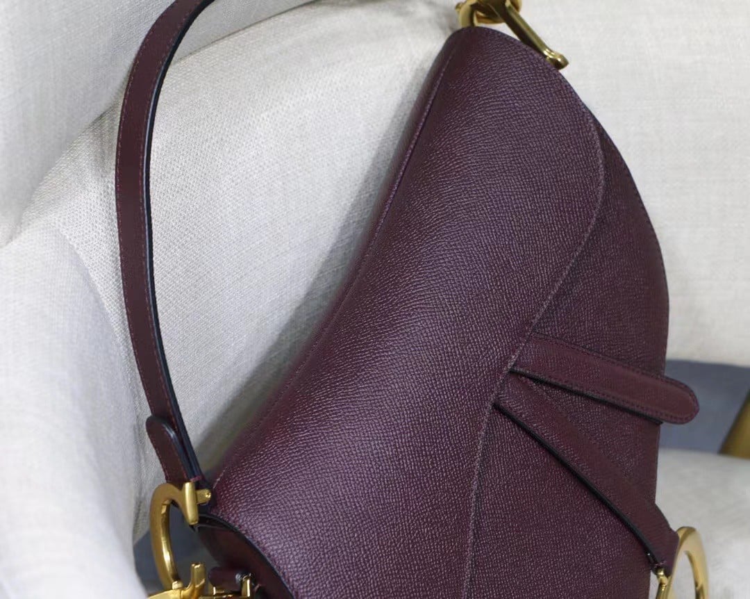 Dior Saddle Bag In Amaranth Grained Calfskin