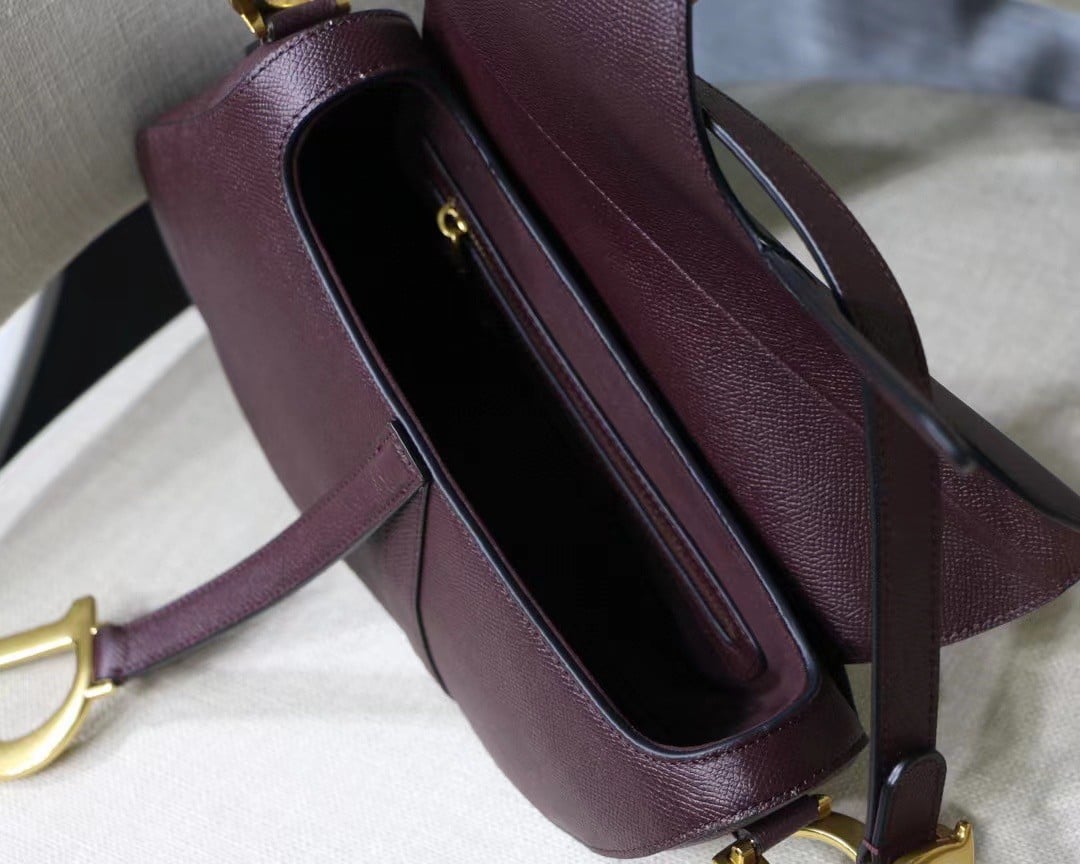 Dior Saddle Bag In Amaranth Grained Calfskin