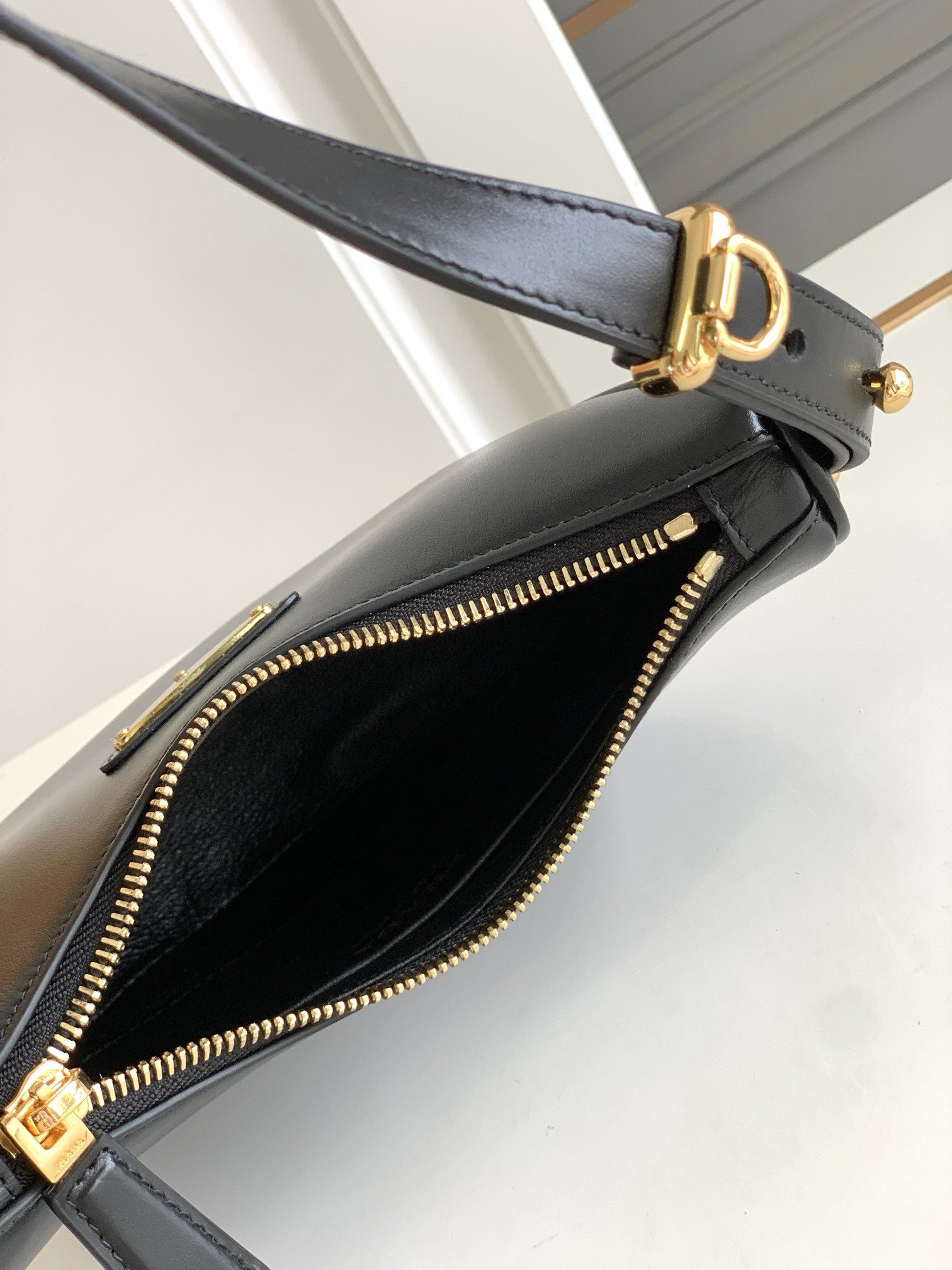 Prada Arque Mini Shoulder Bag in Black Leather