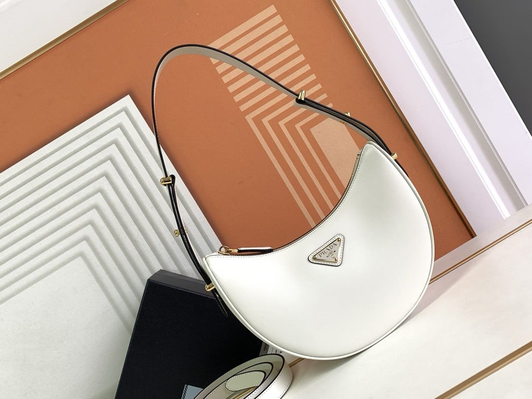 Prada Arque Shoulder Bag in White Leather